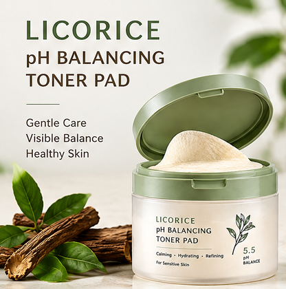 🌿 AURAPECO® Natural Licorice pH Balancing Toner Pads for Sensitive Skin