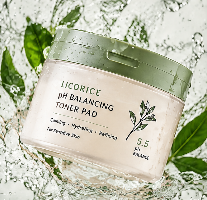 🌿 AURAPECO® Natural Licorice pH Balancing Toner Pads for Sensitive Skin