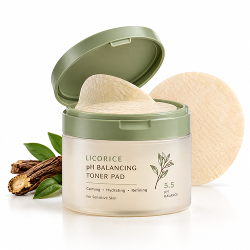 🌿 AURAPECO® Natural Licorice pH Balancing Toner Pads for Sensitive Skin